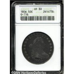 1806[50C] Pointed 6, Stem VF30 ANACS.