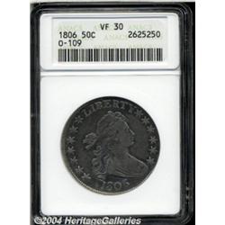 1806[50C] Pointed 6, Stem not through claw VF30 ANACS.