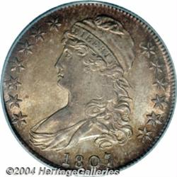 1807[50C] Capped Bust, Large Stars, 50 Over 20 MS65 PCGS.
