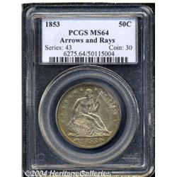 1853[50C] Arrows and Rays MS64 PCGS.