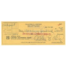 Walt Disney Signed Check