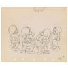 Image 1 : Sneezy, Happy, Bashful, and Sleepy production drawing from Snow White and the Seven Dwarfs