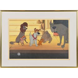 Oliver, Dodger, Tito, Rita, Francis, and Einstein production cel from Oliver & Company