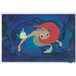 Ariel and Flounder production cels from The Little Mermaid