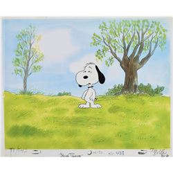 Snoopy production cel from a Peanuts cartoon