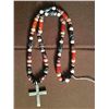 Image 2 : Antique Trade Bead Necklace with Silver Cross