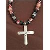 Image 3 : Antique Trade Bead Necklace with Silver Cross
