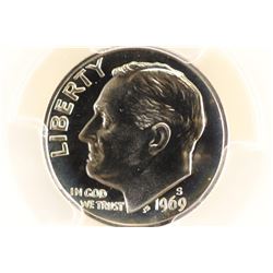 1969-S ROOSEVELT DIME PCGS PR69