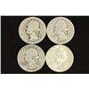 Image 1 : 1932,39,50-D & 64 WASHINGTON SILVER QUARTERS