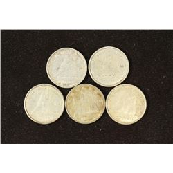 5 ASSORTED CANADA SILVER 10 CENTS