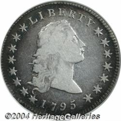 1795[S$1] Flowing Hair, Two Leaves Fine 15 ANACS.