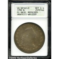 1795[S$1] Flowing Hair, Two Leaves--Repaired, Graffiti, Whizzed--ANACS. VG Details, Net Good 4.