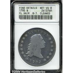 1795[S$1] Flowing Hair, Two Leaves--Cleaned--ANACS. Fine Details, Net VG8.