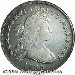 1795[S$1] Draped Bust, Off Center--Rim Damaged, Cleaned--ANACS. XF Details, Net VF30.