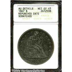1867[S$1]--Repunched Date, Scratched--ANACS. AU Details, Net XF45.