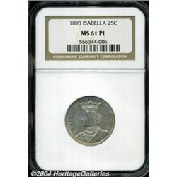 1893[25C] Isabella MS61 Prooflike NGC.