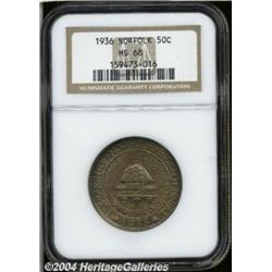 1936[50C] Norfolk MS68 NGC.