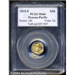 1915-S[G$1] Panama-Pacific Gold Dollar MS64 PCGS.