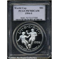 1994-S[S$1] World Cup Silver Dollar PR70 Deep Cameo PCGS.