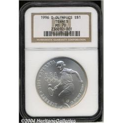 1996-D[S$1] Olympic/Tennis Silver Dollar MS70 NGC.