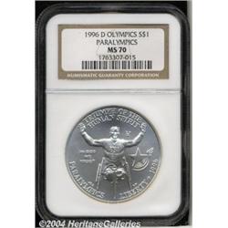 1996-D[S$1] Olympic/Paralympics Silver Dollar MS70 NGC.