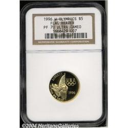 1996-W[G$5] Olympic/Flag Bearer Gold Five Dollar PR70 Deep Cameo NGC.