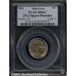 1913[5C] Type One Buffalo Nickel--2% Clipped Planchet--MS63 PCGS.