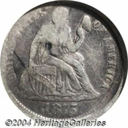 1875[10C] Seated Dime--Broadstruck--Fine 12 NGC.