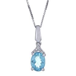 0.79 ctw Apatite and Diamond Pendant - 18KT White Gold