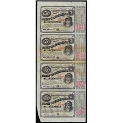 Uncut Sheet of (4) State of Louisiana Baby Bond Obsolete Notes