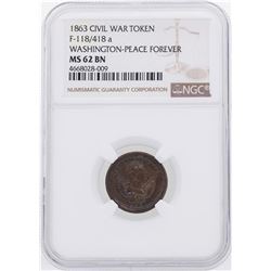 1863 Washington-Peace Forever Civil War Token NGC MS62BN