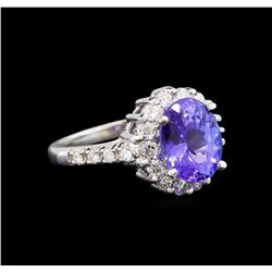 14KT White Gold 3.10 ctw Tanzanite and Diamond Ring