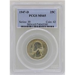 1947-D Washington Quarter Coin PCGS MS65