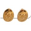 Image 1 : Chanel Gold CC Oval Disk Vintage Clip On Earrings