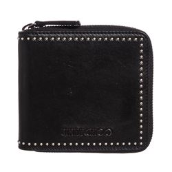 Jimmy Choo Black Leather Sudded Zip Around Lawrence Wallet