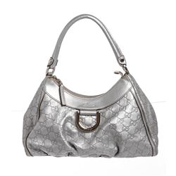 Gucci Silver Guccissima Leather D-Ring Hobo Bag