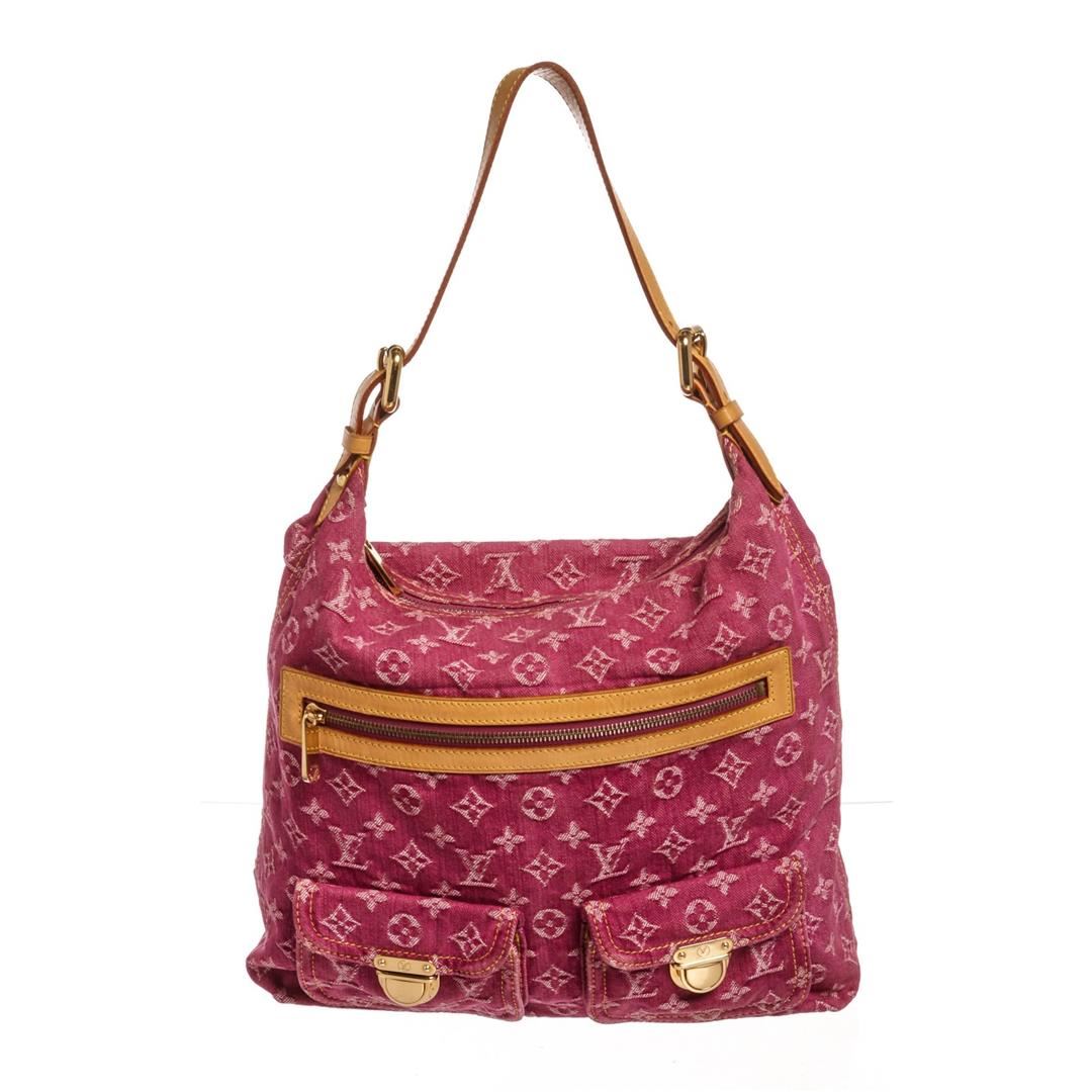 Louis Vuitton Pink Monogram Denim Leather Baggy GM Bag