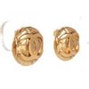 Image 2 : Chanel Gold CC Round Disk Vintage Clip On Earrings 97A