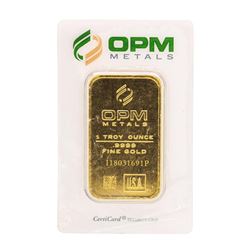 OPM Metals 1 Troy Ounce .999 Fine Gold Bar Sealed
