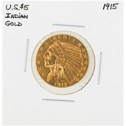 1915 $5 Indian Head Half Eagle Gold Coin