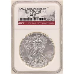 2011 $1 American Silver Eagle Coin NGC MS70 Early Releases