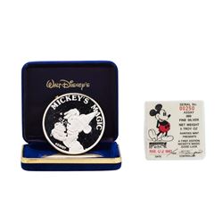 1987 Rarities Mint Walt Disney Mickey's Magic 5 oz .999 Silver Coin w/Box & COA