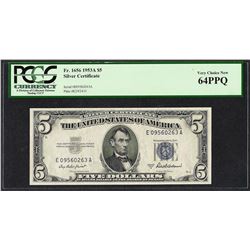 1953A $5 Silver Certificate Note Fr.1656 PCGS Very Choice New 64PPQ