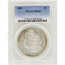 1885 $1 Morgan Silver Dollar Coin PCGS MS65
