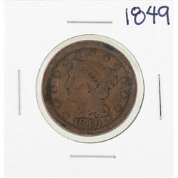 1849 Braided Hair Large Cent Coin