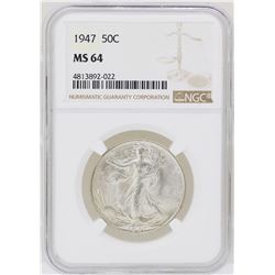 1947 Walking Liberty Half Dollar Coin NGC MS64