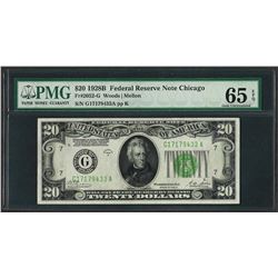 1928B $20 Federal Reserve Note Chicago Fr.2052-G PMG Gem Uncirculated 65EPQ