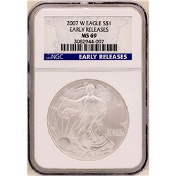 2007-W $1 American Silver Eagle Coin NGC MS69 Early Releases