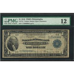 1918 $1 Federal Reserve Bank Note Philadelphia Fr.715 PMG Fine 12
