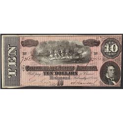 1864 $10 Confederate States of America Note